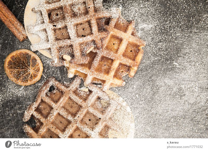 Belgian chocolate wafers Food Dough Baked goods Dessert Candy To have a coffee To enjoy Delicious Waffle Winter Confectioner`s sugar Cinnamon Sweet Chocolate