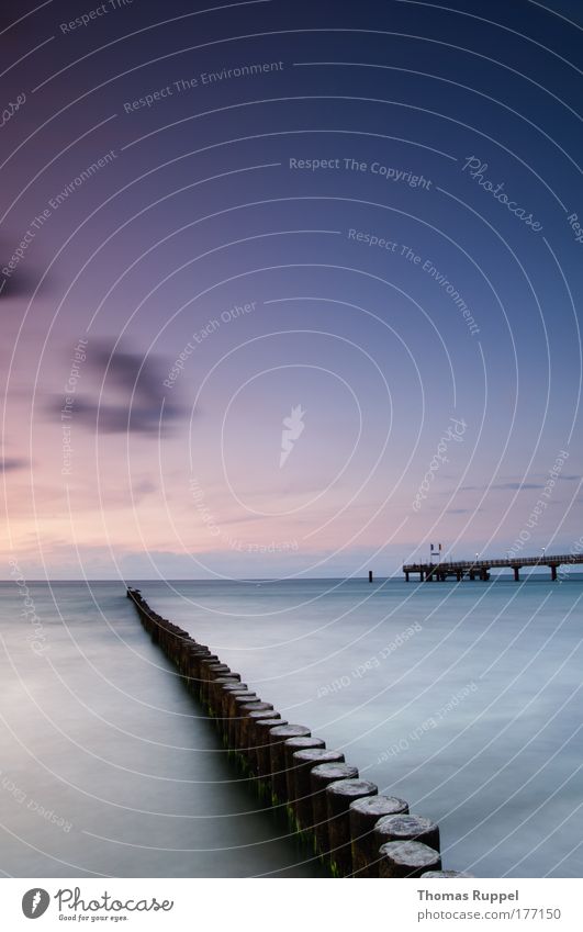 pier Colour photo Exterior shot Deserted Copy Space left Copy Space top Copy Space middle Evening Twilight Sunrise Sunset Long exposure Long shot