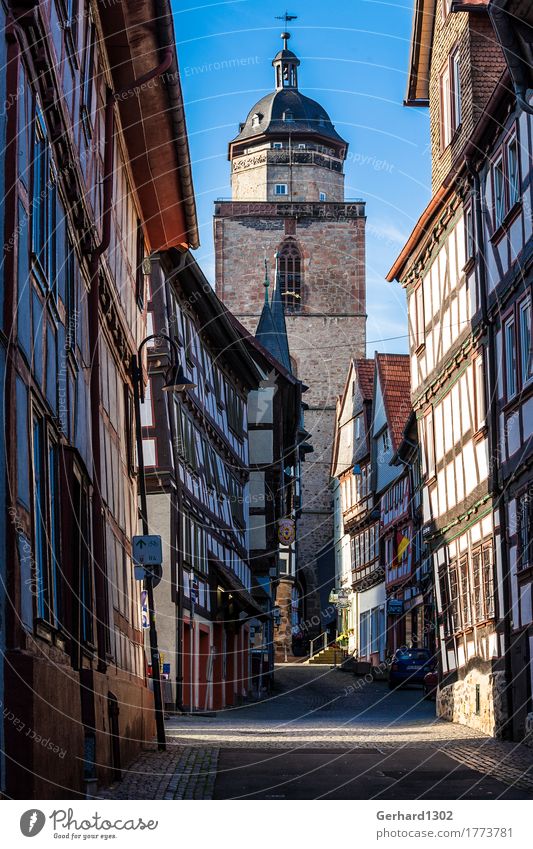 Half-timbered houses in an old town street of Alsfeld Vacation & Travel Tourism Trip Mountain Hiking Architecture Town Old town Building Tourist Attraction