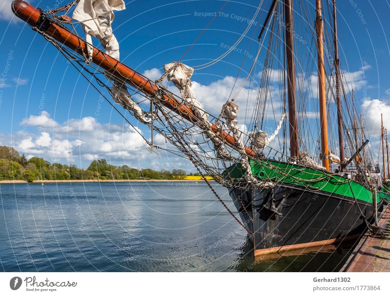 Historic sailing ship in the harbour of Kappeln Vacation & Travel Tourism Cruise Cycling tour Summer vacation Landscape Water Coast Fjord Baltic Sea Port City