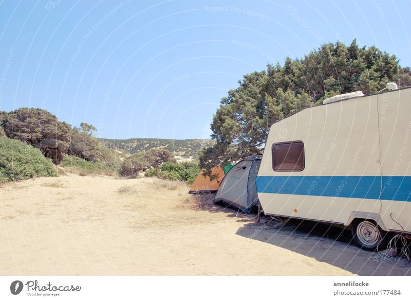 camping nostalgica Colour photo Exterior shot Deserted Copy Space top Copy Space bottom Day Long shot Leisure and hobbies Vacation & Travel Tourism Trip