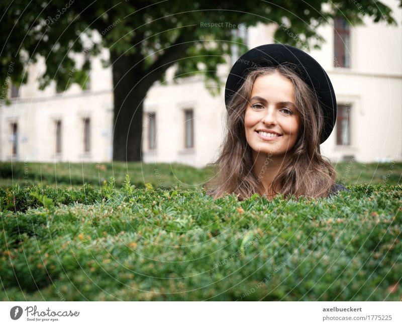 happy young woman in a park Lifestyle Style Joy Beautiful Leisure and hobbies Human being Feminine Young woman Youth (Young adults) Woman Adults 1 18 - 30 years