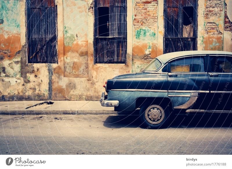 American classic car in Cuba, Cuban street scene Vintage car santiago de cuba Town Old town House (Residential Structure) Cuban Style Facade Decline cuban