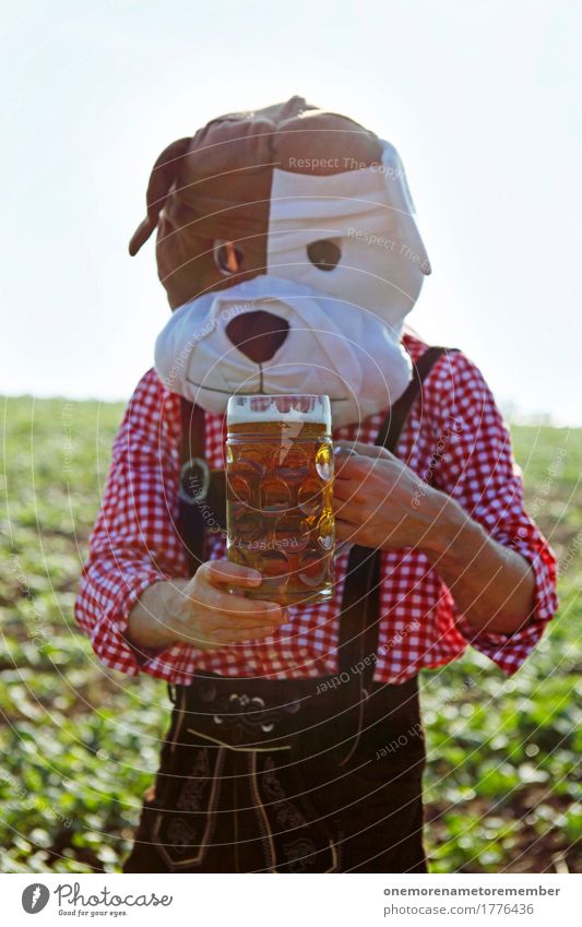 Oktoberfest - got one Art Work of art Esthetic Bavaria Munich Tradition Costume Shirt Checkered Pattern Beer Beer garden Beer glass Beer mug Froth To hold on