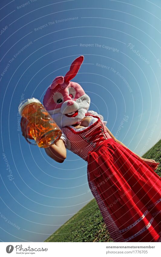 Oktoberfest - To you! Art Work of art Esthetic Hare & Rabbit & Bunny Buck teeth Hare ears Traditional costume Bavaria Costume Beer Toast Beer garden Beer glass