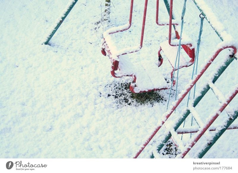 winter Winter Nature Weather Snow White Colour photo Exterior shot Experimental Deserted Day Swing Partially visible Section of image Detail Snow layer Cold