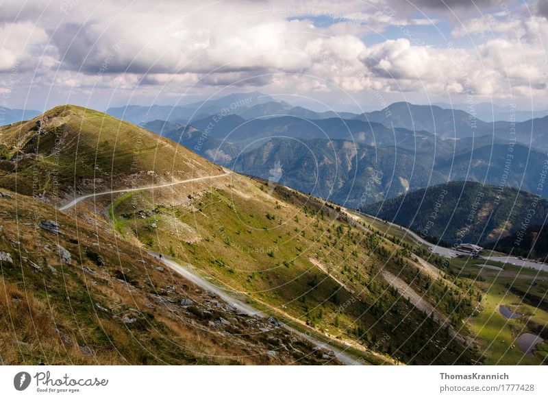 alpine landscape Landscape Alps Mountain Blue Green Tourism Austria carinthia gold corner Kogel Alpine Diagonal gloud road sky Federal State of Kärnten