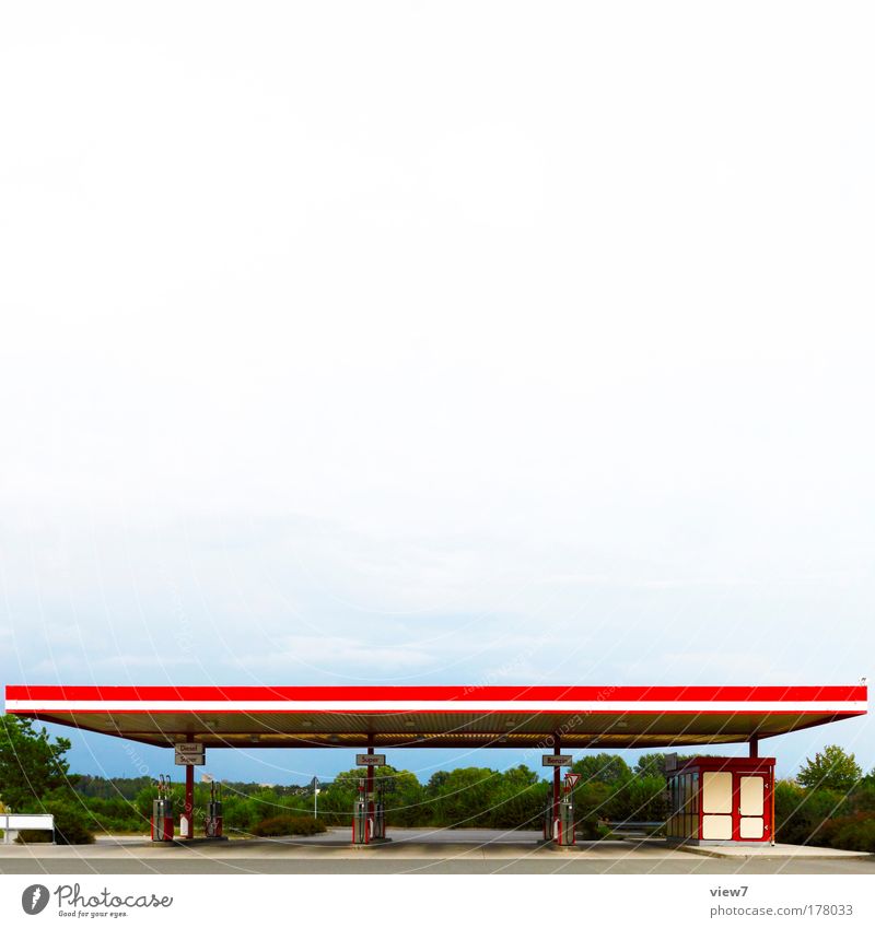 Super Plus Colour photo Multicoloured Exterior shot Deserted Copy Space top Day Deep depth of field Wide angle Sky Clouds Industrial plant Places Petrol station