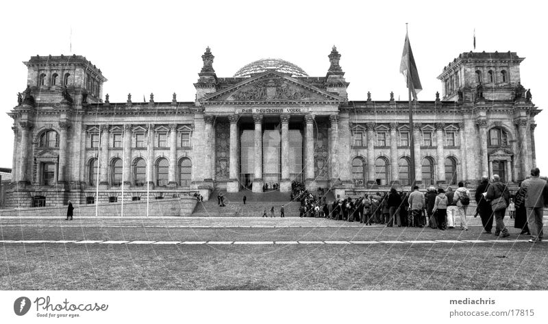 ReichstagReichstag Wide angle Wait Europe Human being Black & white photo Berlin