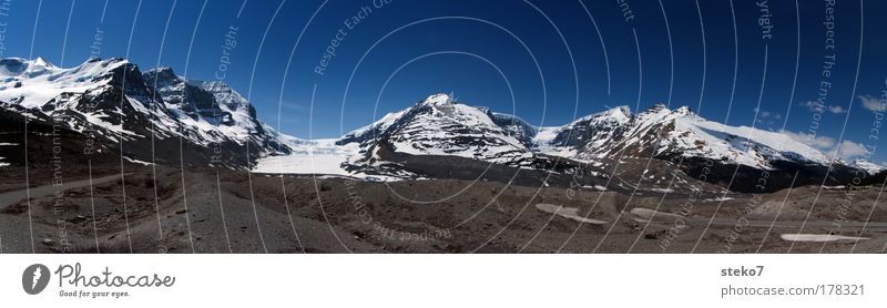 thawed Colour photo Exterior shot Deserted Sunlight Panorama (View) Snow Mountain Landscape Cloudless sky Beautiful weather Ice Frost Snowcapped peak Glacier