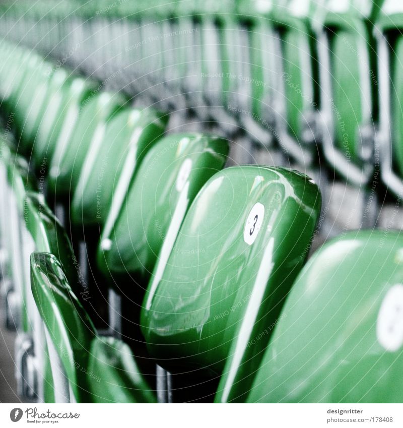standing ovation Colour photo Subdued colour Close-up Detail Deserted Shallow depth of field Sporting Complex Stadium 3 Maximum Central perspective Glittering