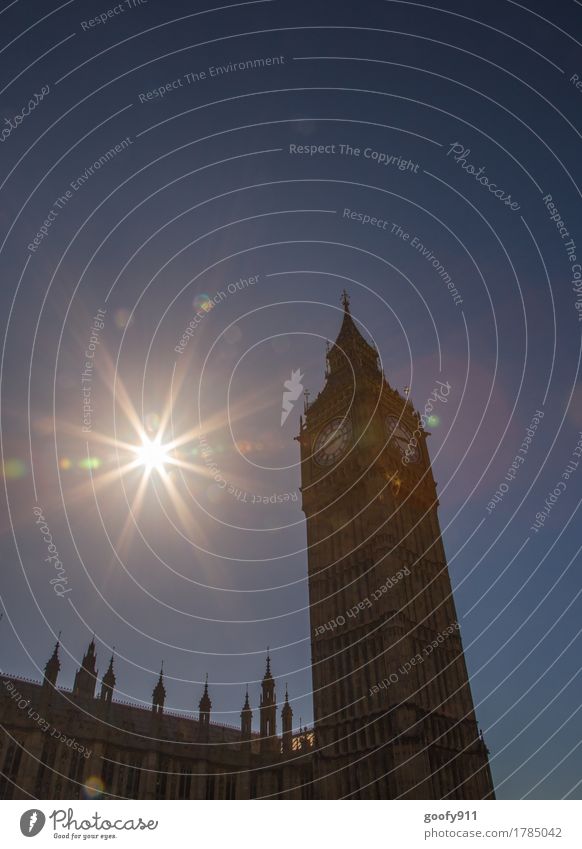 Big Ben Elegant Clock Sky Cloudless sky Sun Sunlight Beautiful weather London England Europe Town Capital city Downtown Populated Tower Manmade structures