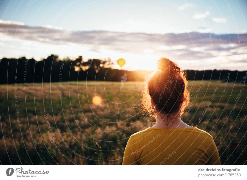 Evening light on the horizon. Well-being Contentment Senses Relaxation Calm Vacation & Travel Tourism Far-off places Freedom Feminine Woman Adults Nature