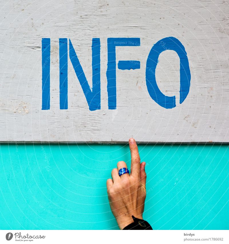 Info, information, notice board with finger pointing, universal Event Economy Trade Services Advertising Industry Company Feminine Hand 1 Human being Characters