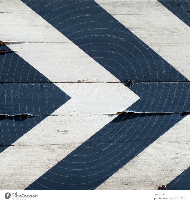 almost forward Colour photo Exterior shot Pattern Structures and shapes Design Wood Signs and labeling Line Arrow Stripe Sharp-edged Simple Blue White Accuracy