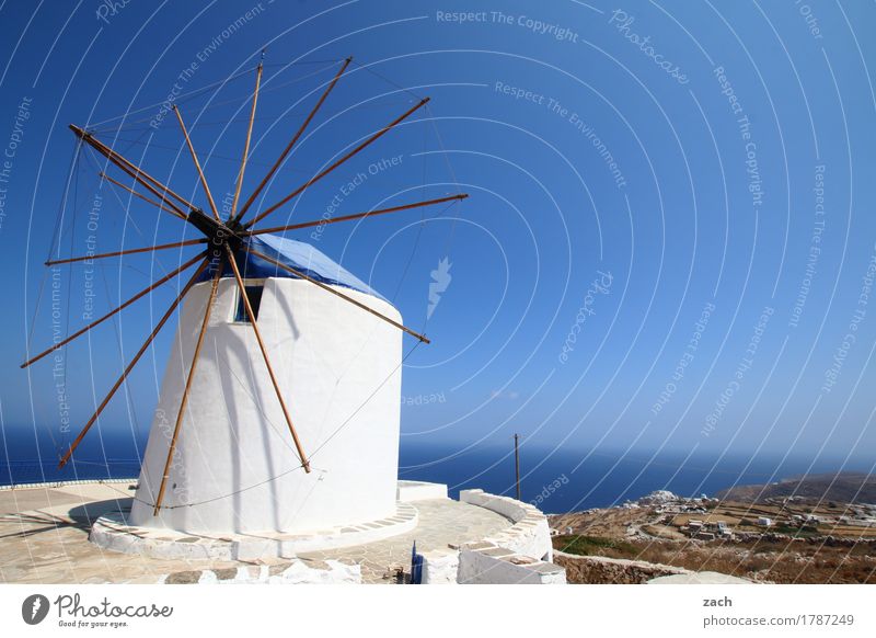 Waiting for Don Quixote Nature Cloudless sky Beautiful weather Coast Ocean Mediterranean sea Aegean Sea Island Cyclades siphnos Sifnos Greece Village Old town