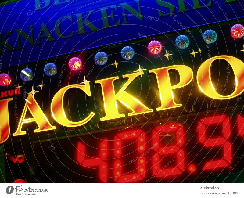 jackpot Ranking Lottery Neon light Yellow Red Digits and numbers Multicoloured Electrical equipment Technology Blue Digital photography
