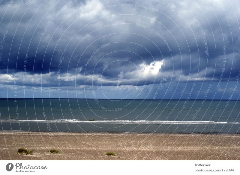 Sky in the Jammerbucht Style Calm Cure Beach Ocean Waves Jogging Painting and drawing (object) Nature Sand Water Clouds Storm clouds Bad weather Wind Gale Rain