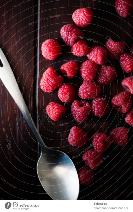 fresh raspberries Food Fruit Raspberry Nutrition Organic produce Vegetarian diet Diet Fasting Cutlery Spoon Life Fresh Healthy Natural Colour photo