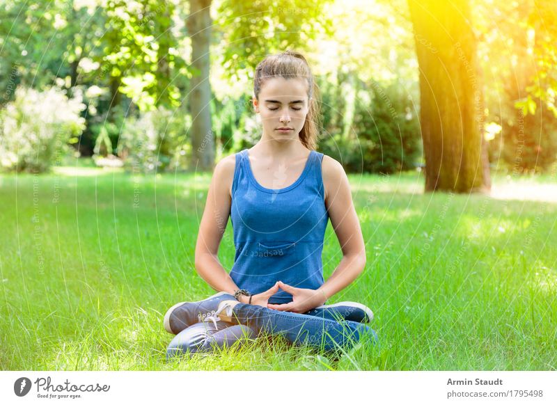 meditation Lifestyle Beautiful Healthy Wellness Harmonious Senses Relaxation Meditation Summer Yoga Human being Feminine Young woman Youth (Young adults) Woman