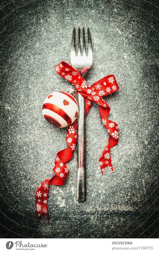 Fork with Christmas decoration Nutrition Banquet Crockery Style Design Winter Decoration Table Party Event Restaurant Feasts & Celebrations Christmas & Advent