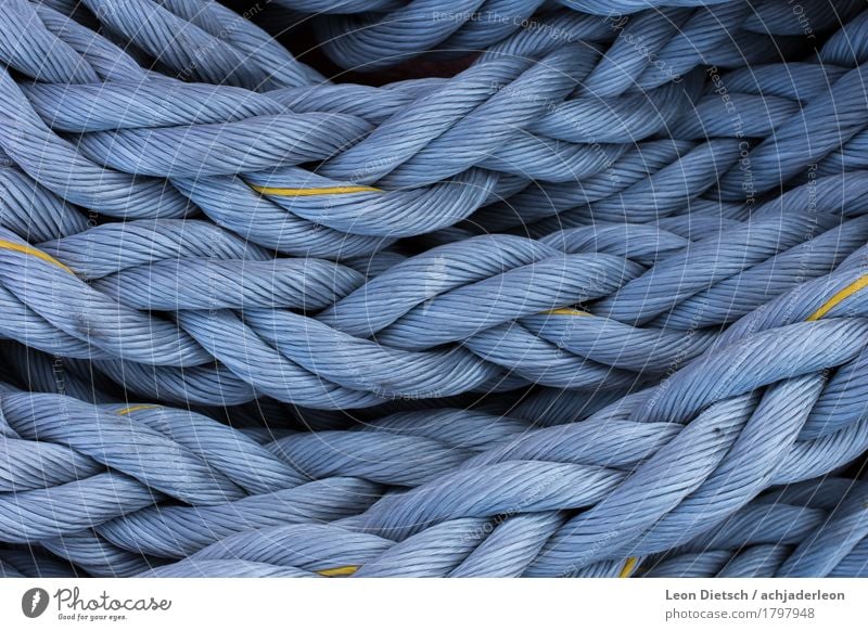 rope Navigation Boating trip Rope Stripe Knot Old Esthetic Fat Firm Blue Yellow Black Adventure Safety Power Survive Colour photo Subdued colour Exterior shot