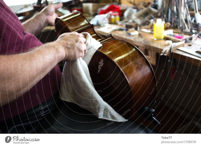 Violin making IIIIIII Style Music Profession Craftsperson violin maker Workplace Human being Hand Esthetic Music industry Musical instrument Colour photo