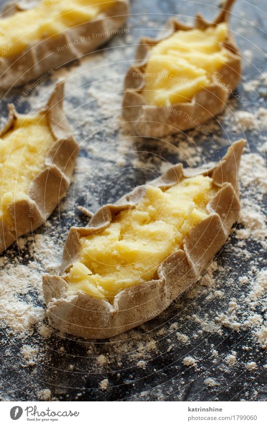 Traditional karelian pasties Food Vegetable Dough Baked goods Bread Table White Baking Cooking European Finland Finnish Home-made karjalanpiirakat