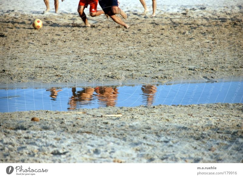 kick it like Sardegna* Colour photo Multicoloured Exterior shot Day Reflection Playing Soccer Summer Summer vacation Sports Sports team Foot ball Human being