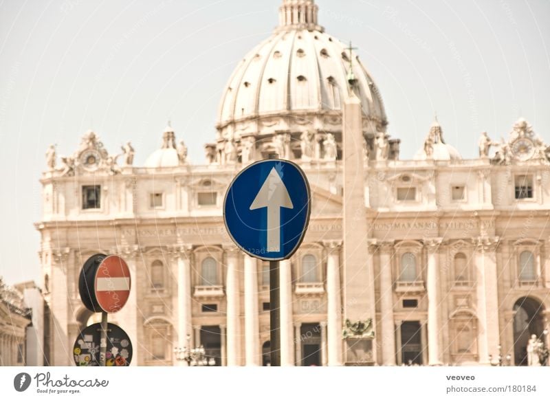St. Peter Rome Italy Europe Capital city Dome Road sign Tourist Attraction St. Peter's Cathedral Vatican Christianity Evangelical crusade Authentic Modern
