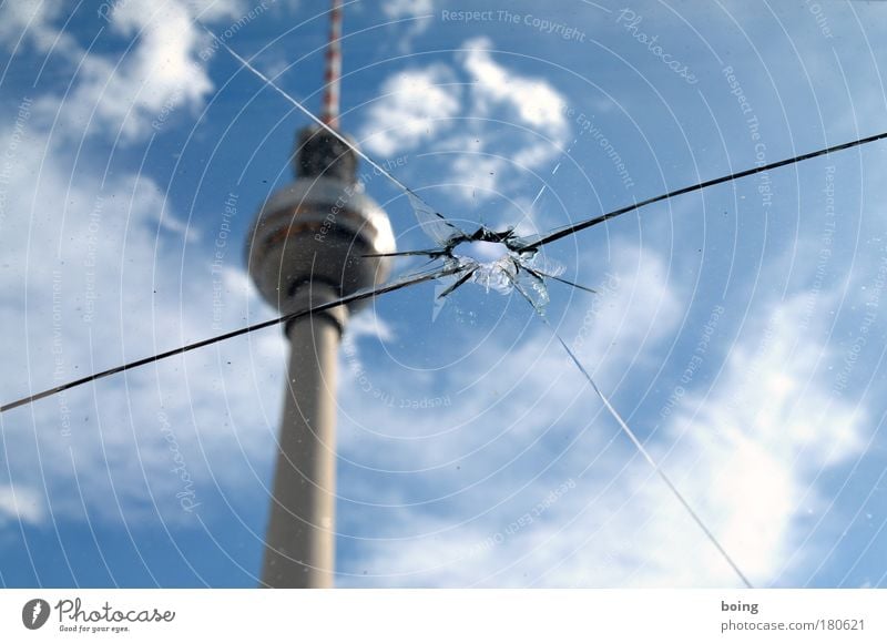 Photo Title (two) Colour photo Sightseeing Glazier Window cleaner radio industry Television Radio (broadcasting) Downtown Berlin Germany Europe Tower Landmark