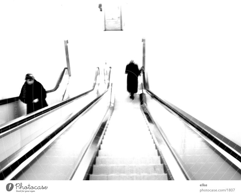 monotony of an escalator Escalator Style Human being Black & white photo