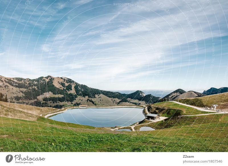 Sudelfeld Reservoir Hiking Nature Landscape Sky Summer Beautiful weather Alps Mountain Lakeside Fresh Gigantic Sustainability Natural Blue Green Relaxation