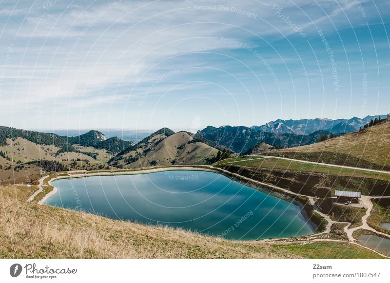 Beautiful water hole Hiking Environment Nature Landscape Sky Summer Beautiful weather Alps Mountain Lake Gigantic Natural Loneliness Relaxation Idyll Calm