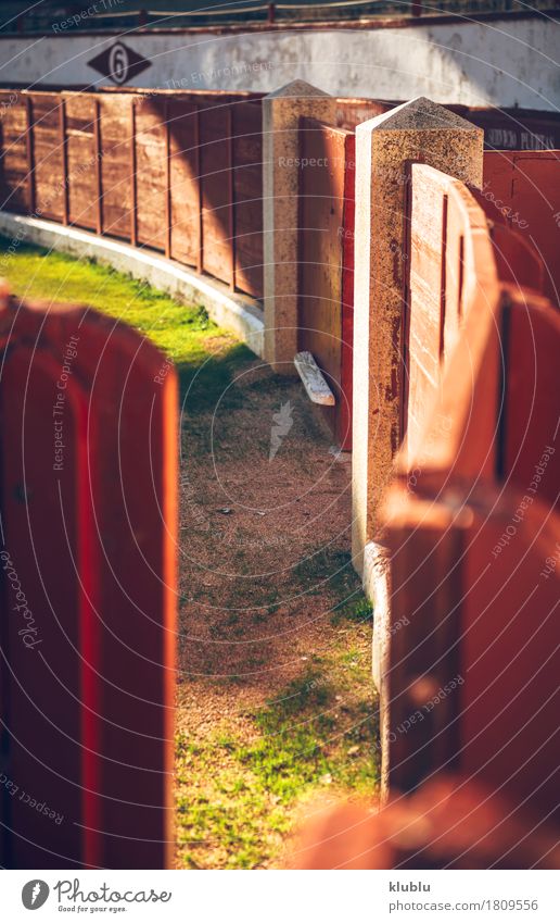 Detail view of the Bullring of the town Entertainment Culture Animal Small Town Building Architecture Facade Ring Horse Historic Tradition Arena background