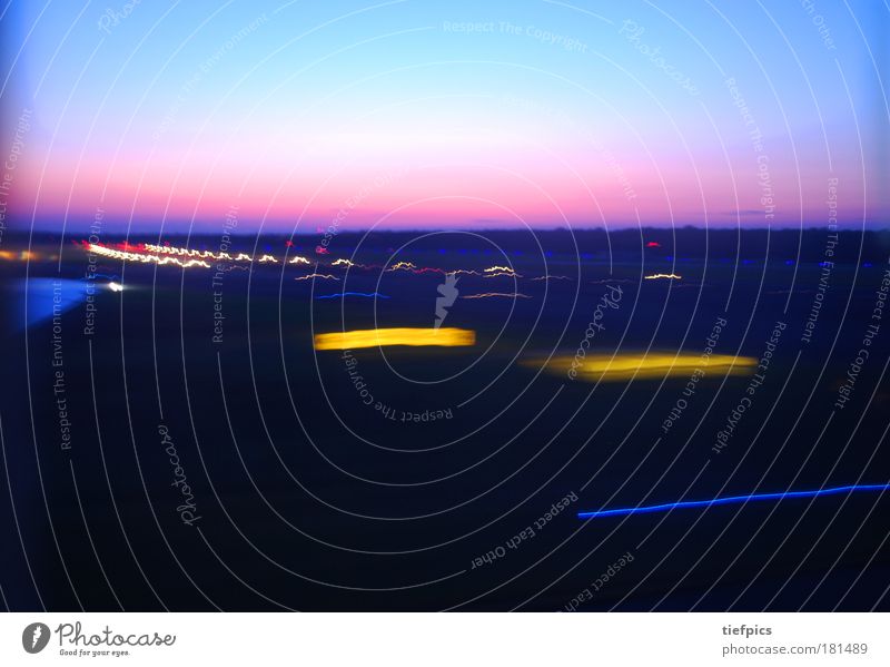 landing. Multicoloured Copy Space top Sunrise Sunset Climate Climate change Weather Aviation Airplane Fear of death Vacation & Travel Flying Pink Motion blur