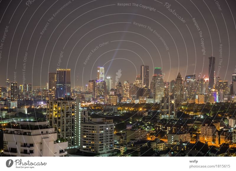 Bangkok skyline at night panorama Office Town Downtown Skyline High-rise Architecture Authentic Lighting Quarter sukhumvit Bench Asia Thailand City of Angels