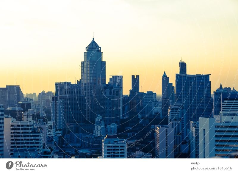 Bangkok skyline at sunset panorama Office Town Downtown Skyline High-rise Architecture Sunset Quarter sukhumvit Bench Asia Thailand City of Angels Filter