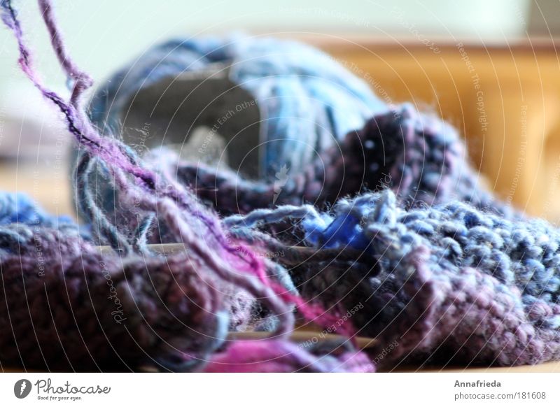 entangled Colour photo Close-up Deserted Shallow depth of field Leisure and hobbies Knit Handcrafts Clothing Sweater Scarf Cap Wool knitting yarn