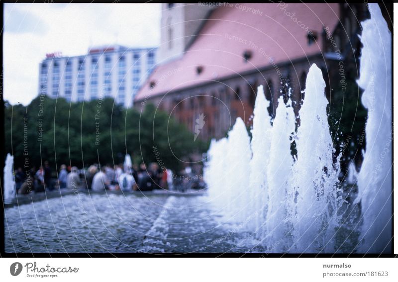 Berlin Mitte, it was summer Colour photo Day Downtown Berlin Fountain Pure Inject Refreshment Water fountain Bubbling