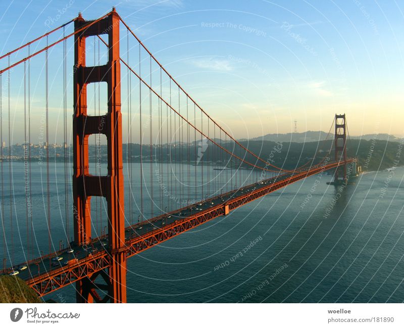 The Majesty of Bridges Landscape Water Sky Sunlight Beautiful weather Hill Coast Bay Ocean Pacific Ocean San Francisco San Francisco bay USA Americas Outskirts