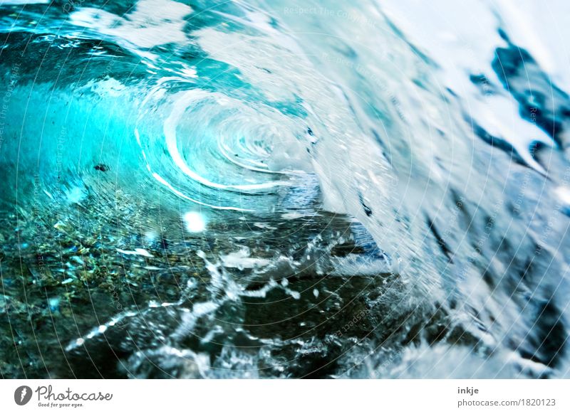 tube Elements Water Summer Waves Coast Ocean Wave action Wild Spill over Surf Splash Light blue Tunnel vision Flip over Sea water Swell Colour photo