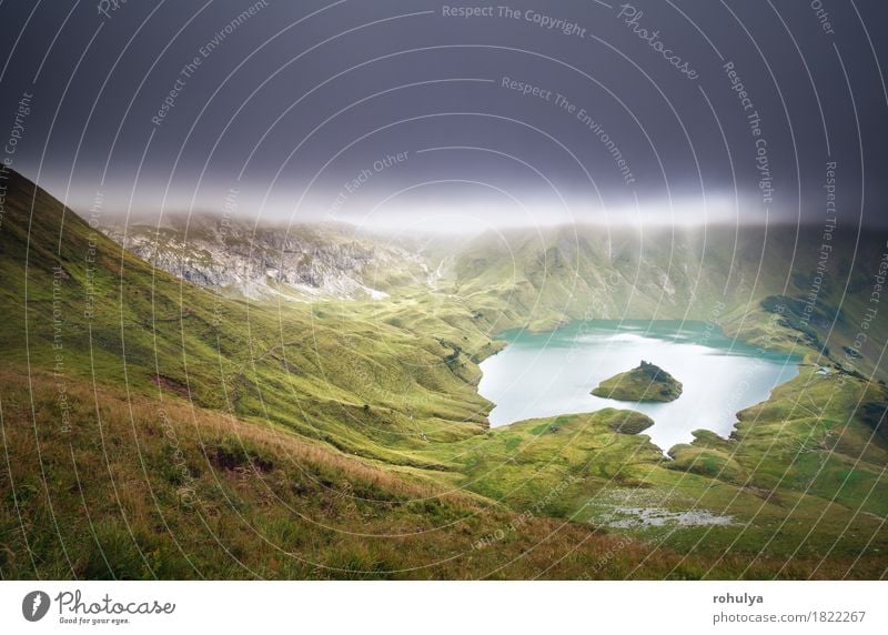 Schrecksee lake during clouded evening Mountain Nature Landscape Sky Clouds Autumn Weather Fog Meadow Hill Alps Lake Vacation & Travel Dream Hiking water Alpine