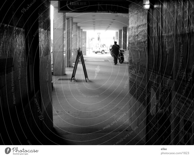 passage Passage Wood Construction site Human being Black & white photo