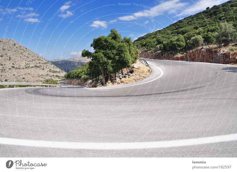 Hairpin curve in Crete Colour photo Exterior shot Deserted Copy Space top Copy Space bottom Day Light Contrast Panorama (View) Vacation & Travel Tourism