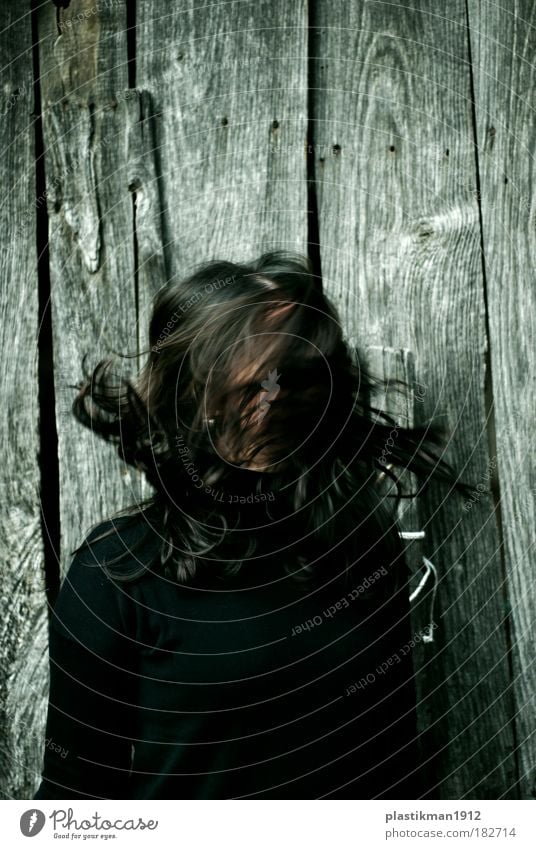 free your mind Colour photo Exterior shot Detail Feminine Hair and hairstyles Black-haired Long-haired Movement Crazy Dark-haired Strand of hair
