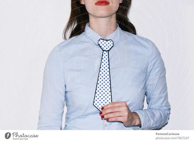 Tie_1827247 Feminine Young woman Youth (Young adults) Woman Adults Human being 18 - 30 years Business Earnest Businesswoman Masculine Shirt Blouse Light blue