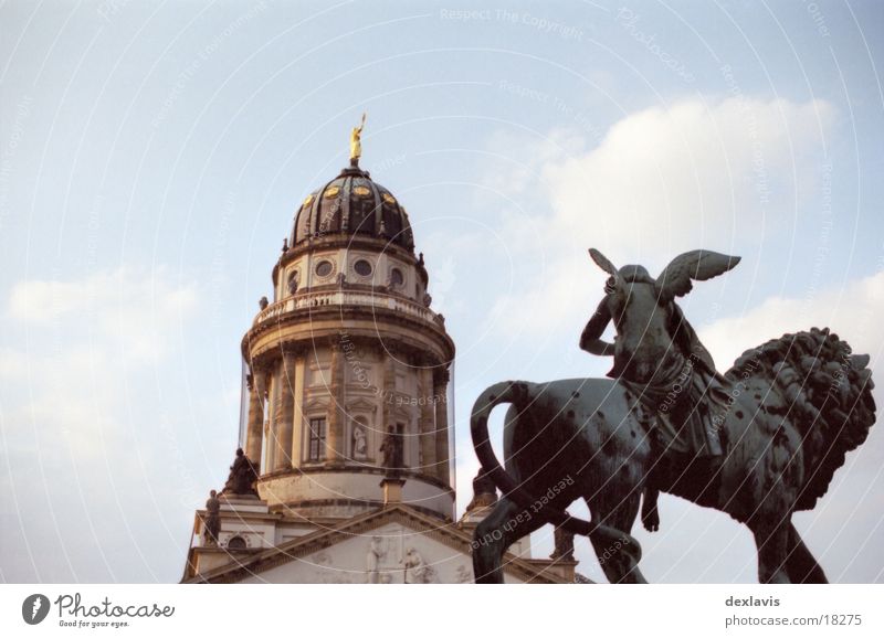 Gendarmenmarkt II French Church of Friedrichstadt Sculpture Lion Domed roof Looking Architecture Berlin Angel Religion and faith