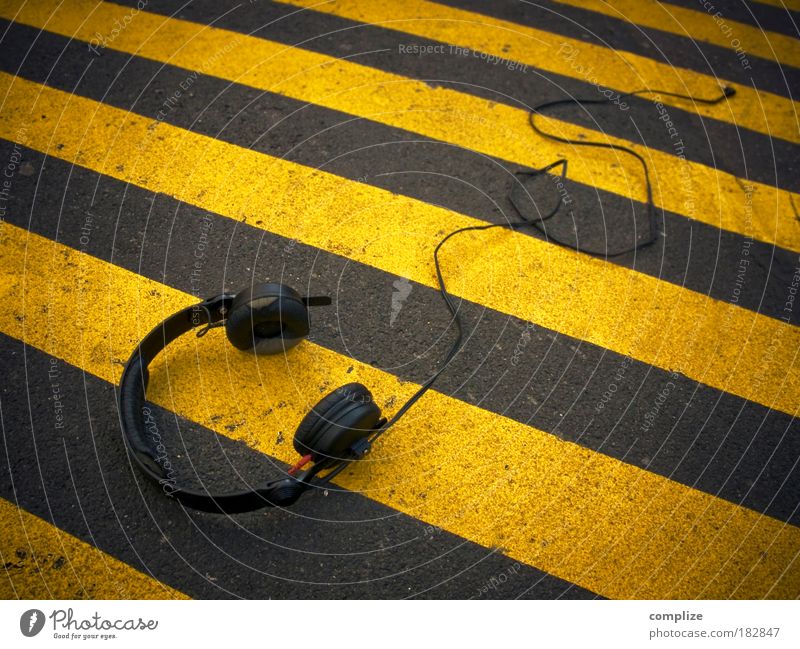 Your next party flyer Entertainment Music Going out Listen to music Yellow Loud Headphones Techno Hip-hop Pop music Electronic Cable Zebra crossing Street
