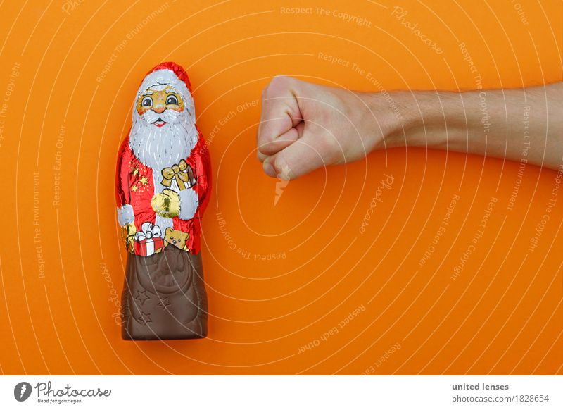 AKDR# Christmas muffle Art Work of art Esthetic Christmas & Advent Santa Claus Orange Chocolate Broken chocolate Consumption Shopaholic Anticipation Fist Force
